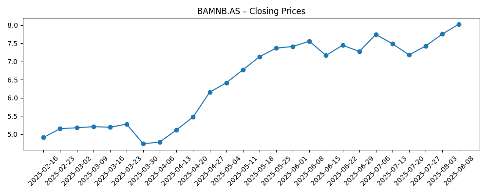 Stock price chart for BAMNB.AS